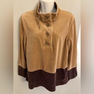 Jones New York Tunic Top M Toggles 90’s Color block Velour Velvet Vintage Y2K